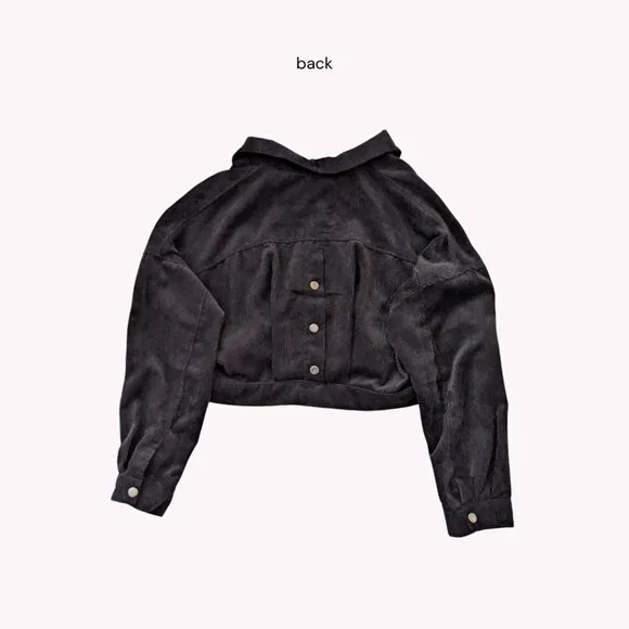 yesstyle cropped black corduroy jacket | womens jackets outerwear - Picture 3 of 3